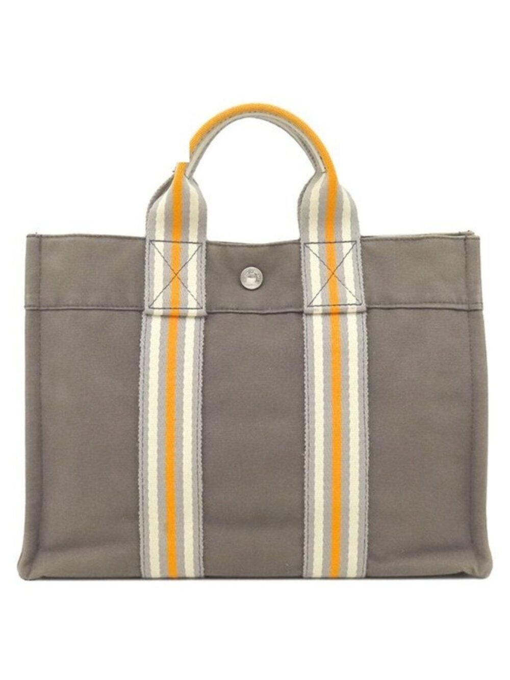 Hermes Tote Fourre Tout PM Canvas Gray Orange White Silver Ginza Limited
